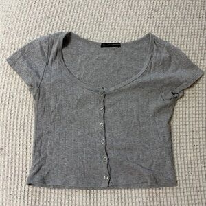Brandy Melville Gray Button-Up Top